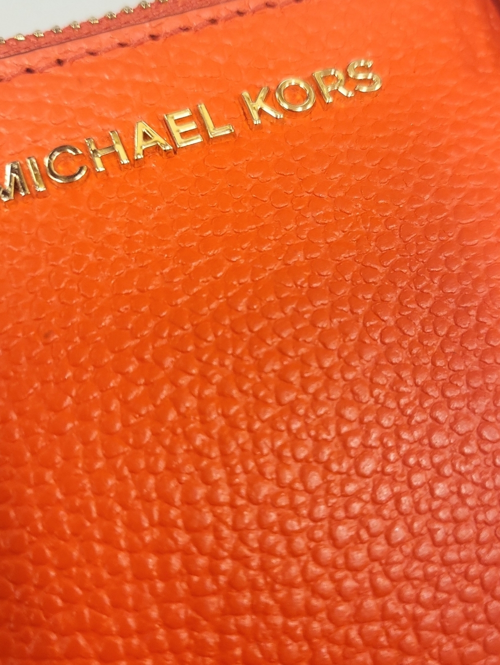 NWT Michael Kors Optic Orange Small Pebbled Leather Coin Purse Wristlet Wallet - Picture 11 of 12